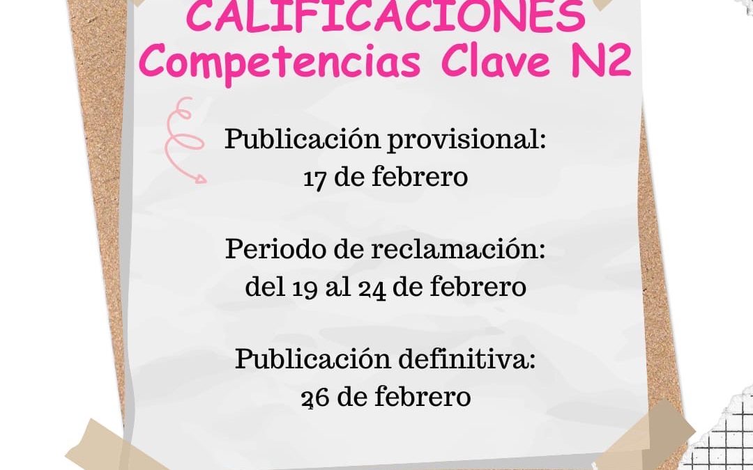 CALENDARIO DE PUBLICACIÓN DE RESULTADOS PRUEBA N-2