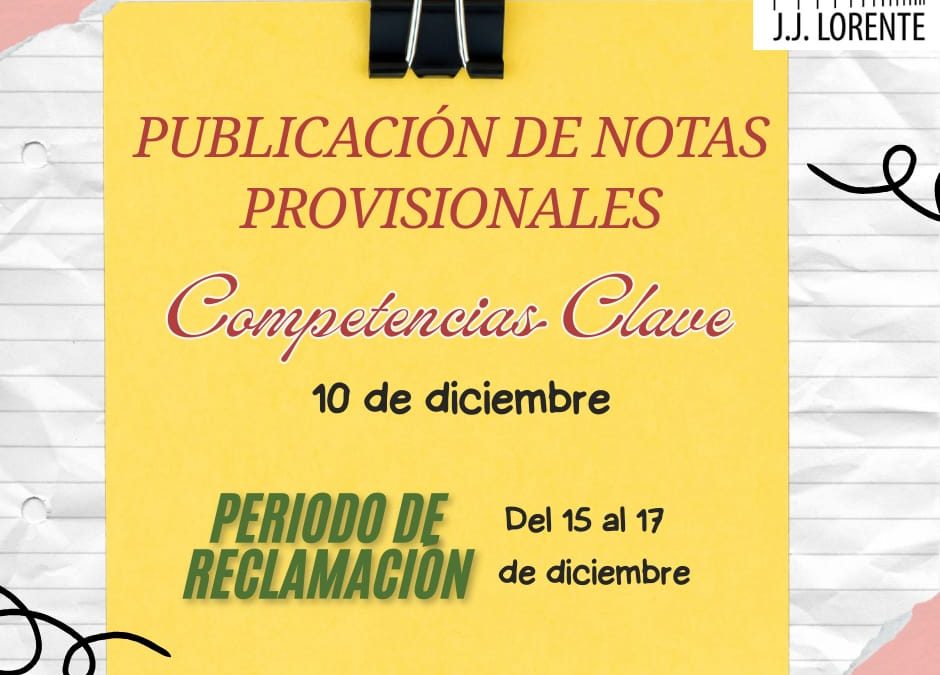 CALIFICACIONES PROVISIONALES DE LAS PRUEBAS LIBRES DE COMPETENCIAS CLAVE